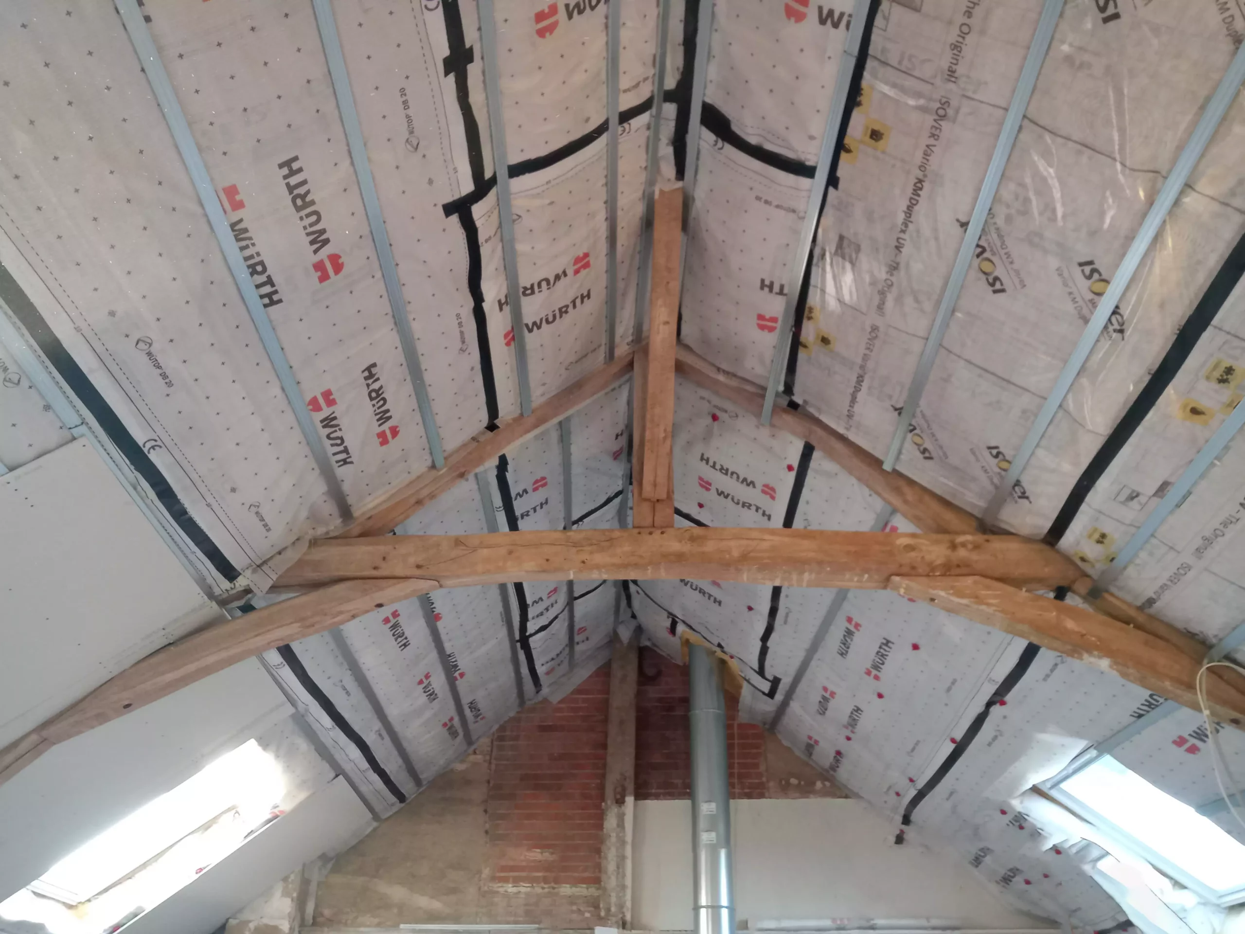 Am&eacute;nagement de combles pendant travaux - Isolation toiture - Chantier David Veaudecranne - Plaquiste Bouloire