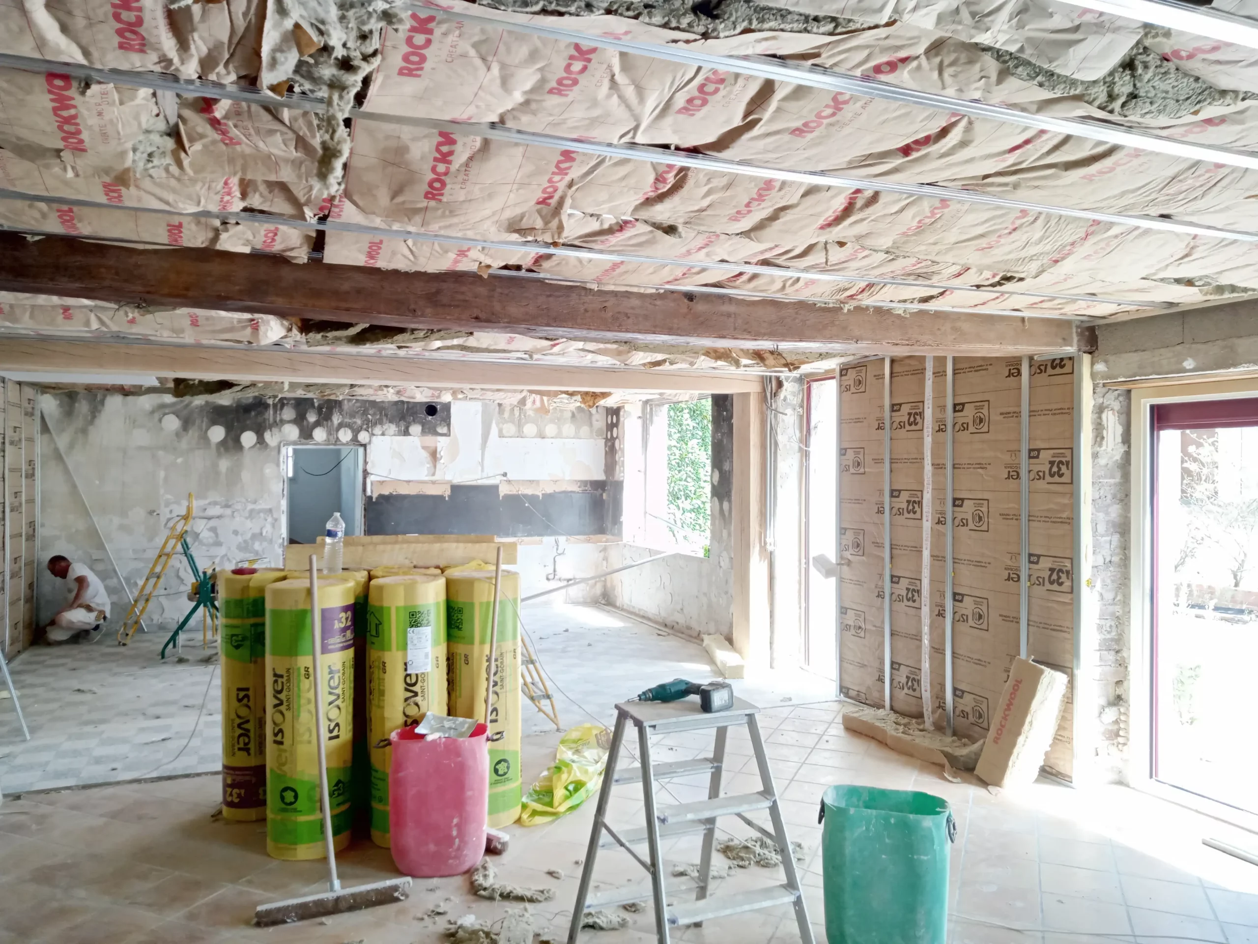 Rénovation intérieure -isolation - cloison sèches - Chantier David Veaudecranne - Plaquiste Bouloire