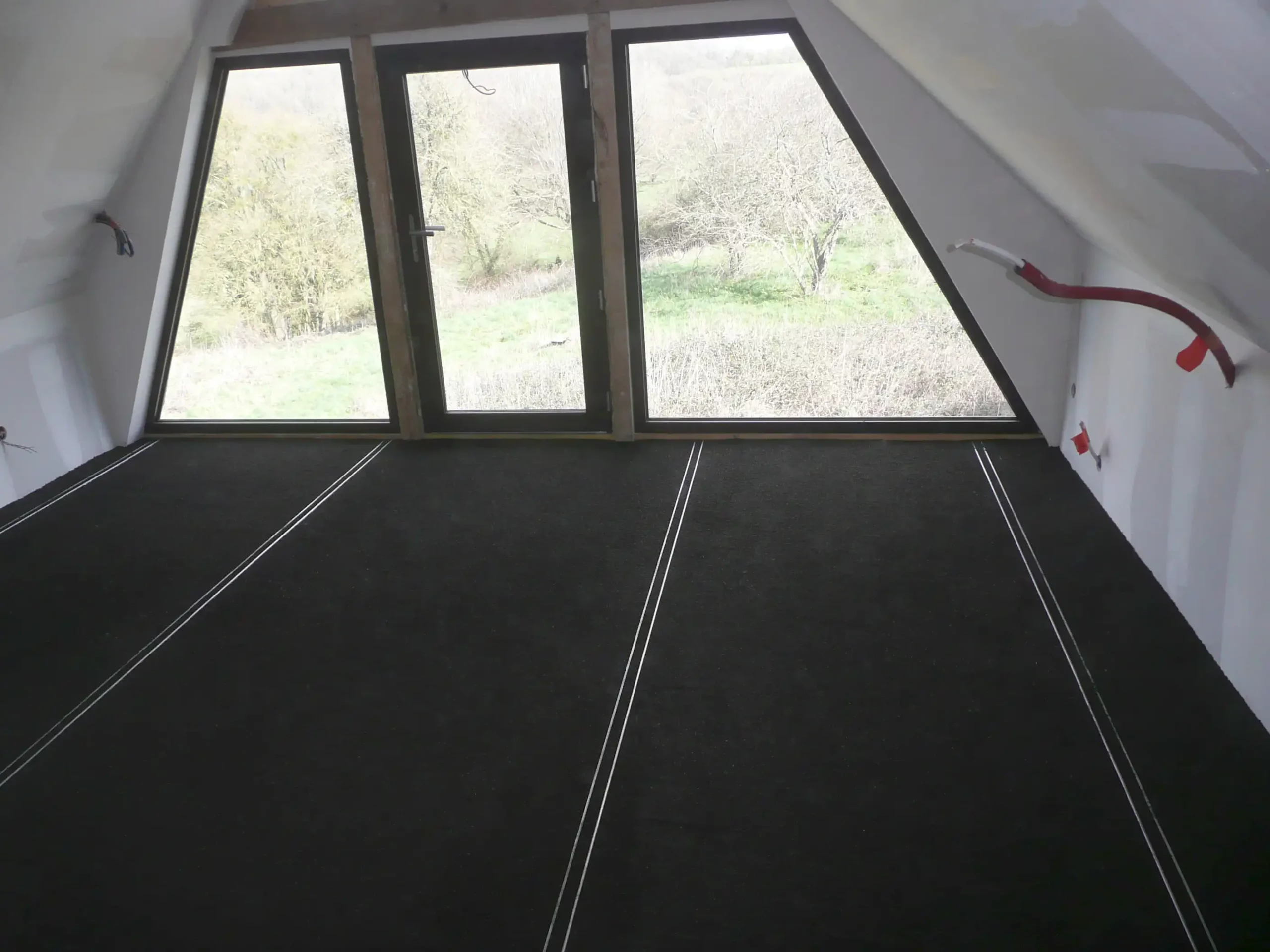 Aménagement de combles Revêtement acoustique - Chantier David Veaudecranne - Bouloire